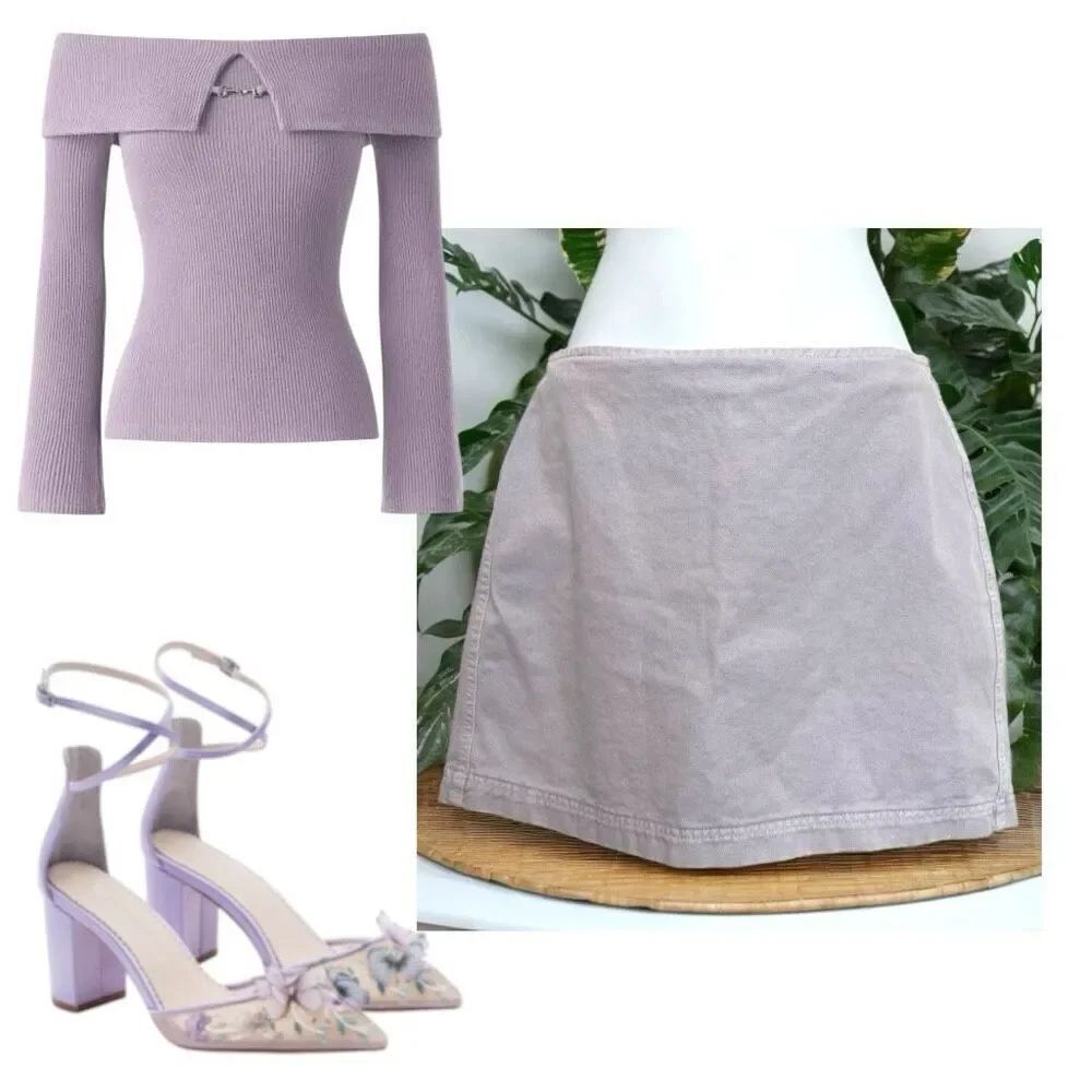 Urban Outfitters BDG Sara Twill High Waist Mini Skirt Purple Y2K Women’s Size Sm